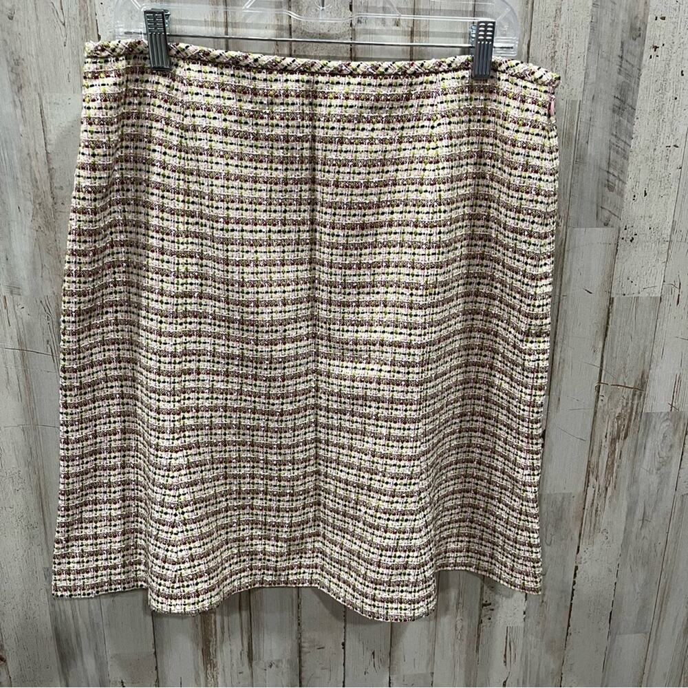 New! Isabel & Nina Pink Green Retro Tweed Aline Skirt Womens 14